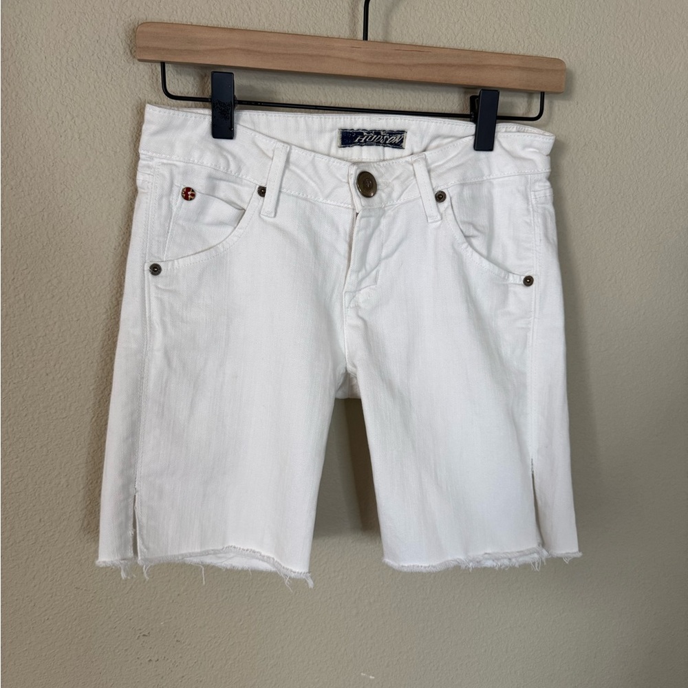 Hudson Y2K Low Rise White Bermuda Denim Shorts Size 24 Made in USA